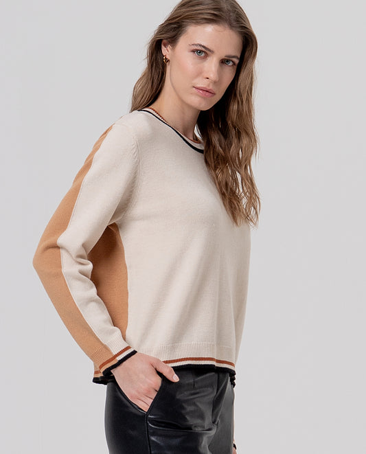 Round neck sweater Ecru