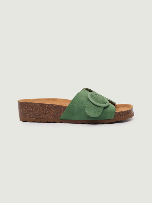 Bio leather wedge sandals Smoke Green