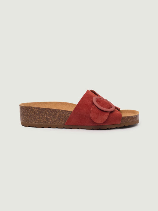 Bio leather wedge sandals Intense Terracotta
