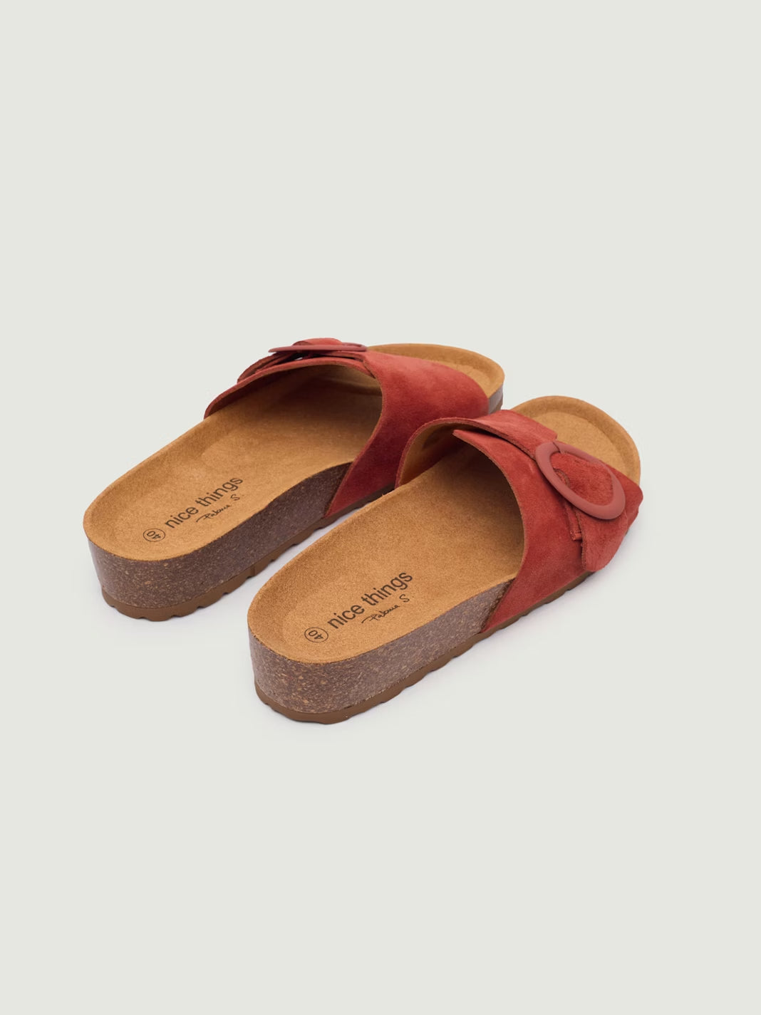 Bio leather wedge sandals Intense Terracotta