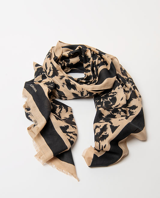 Scarf abstract print Black