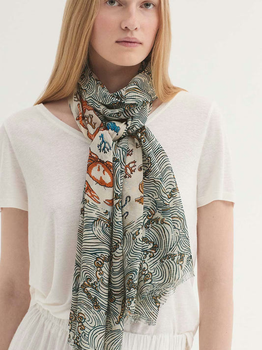 Aegean Sea scarf Ecru