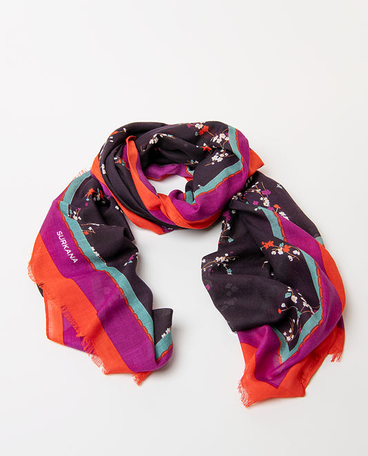 Scarf ditsy flower print Purple