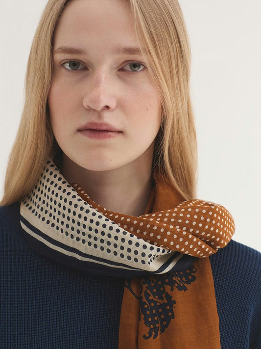 Dots & Flowers scarf Ochre