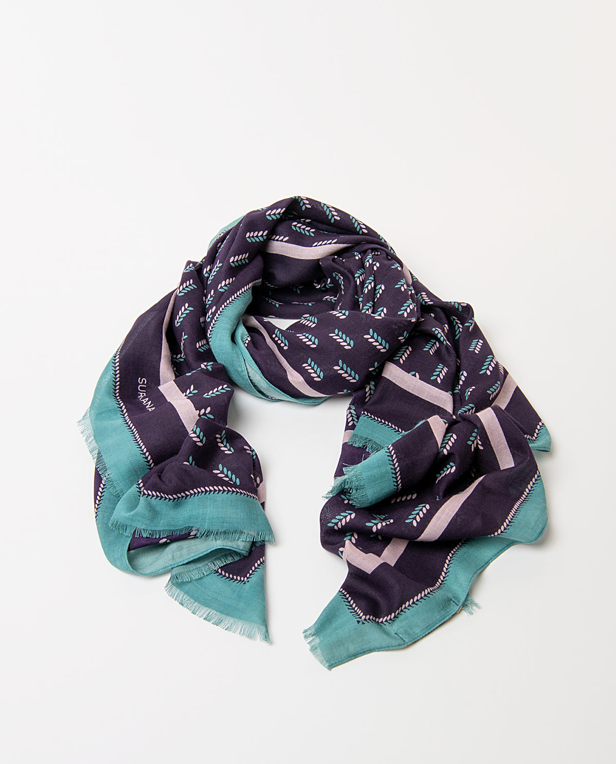 Scarf herringbone print Purple