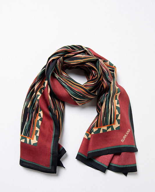 Printed rectangular scarf Bordeaux