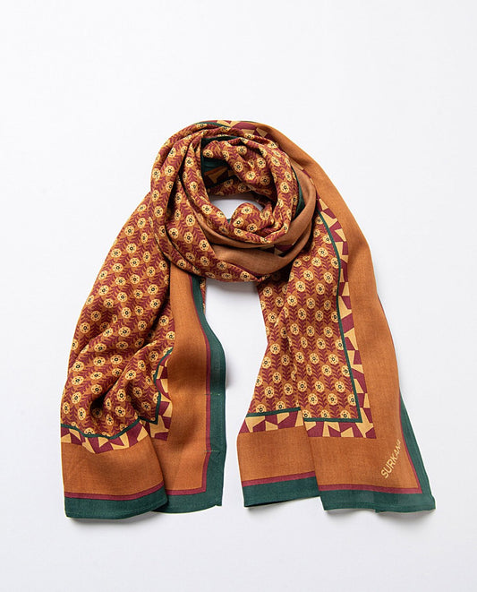Printed rectangular scarf Orange