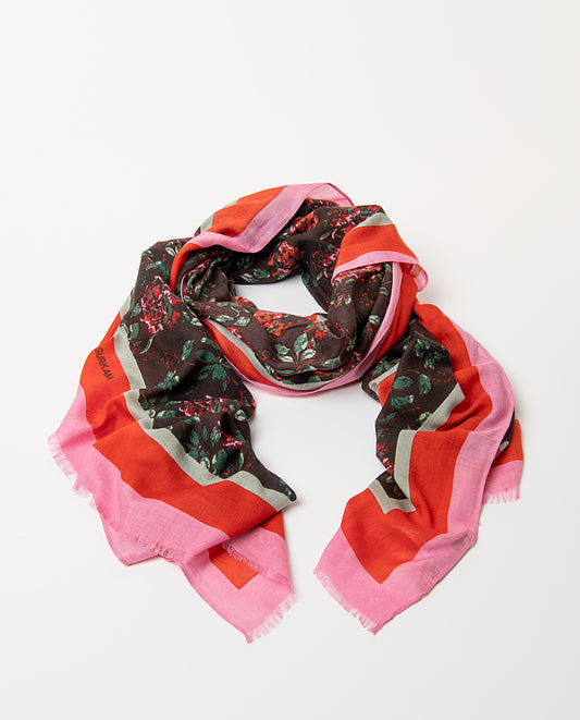 Scarf roses print Chocolate