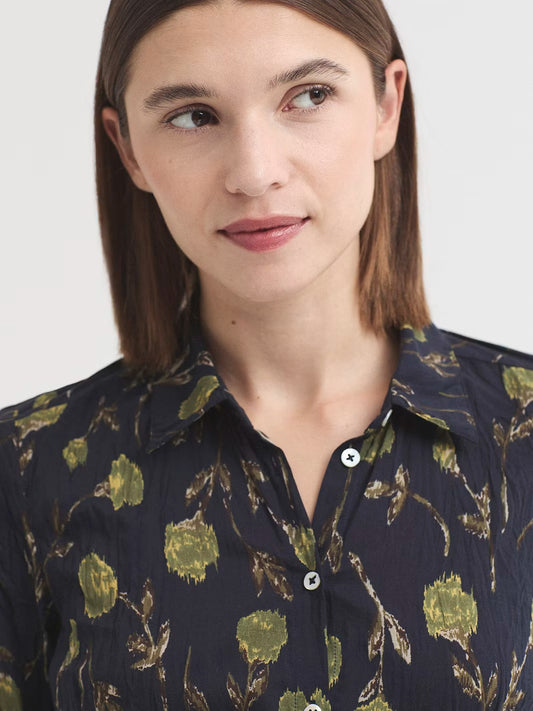 Shirt blurred flowers Navy