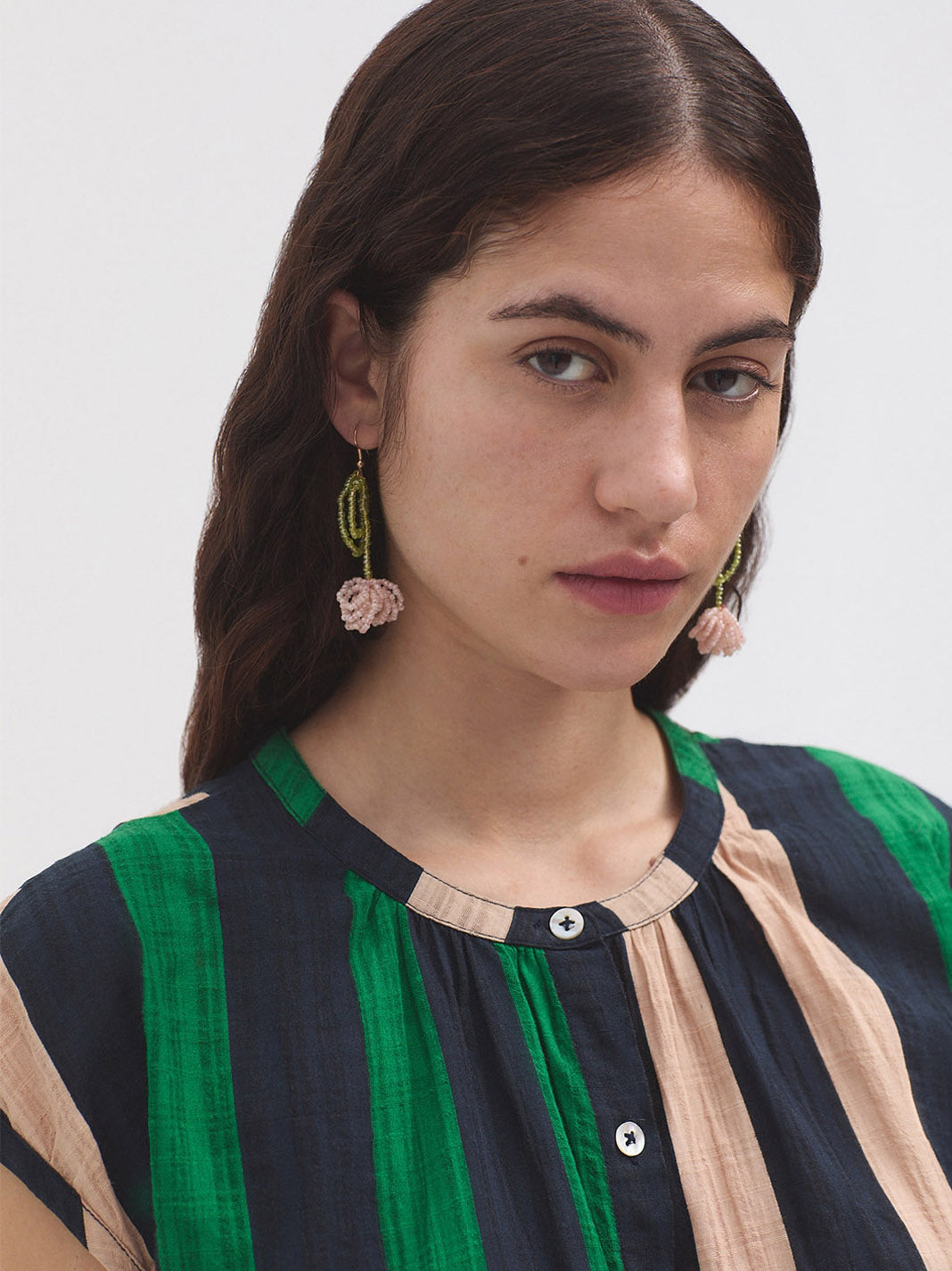 Multistripe Mandarin shirt