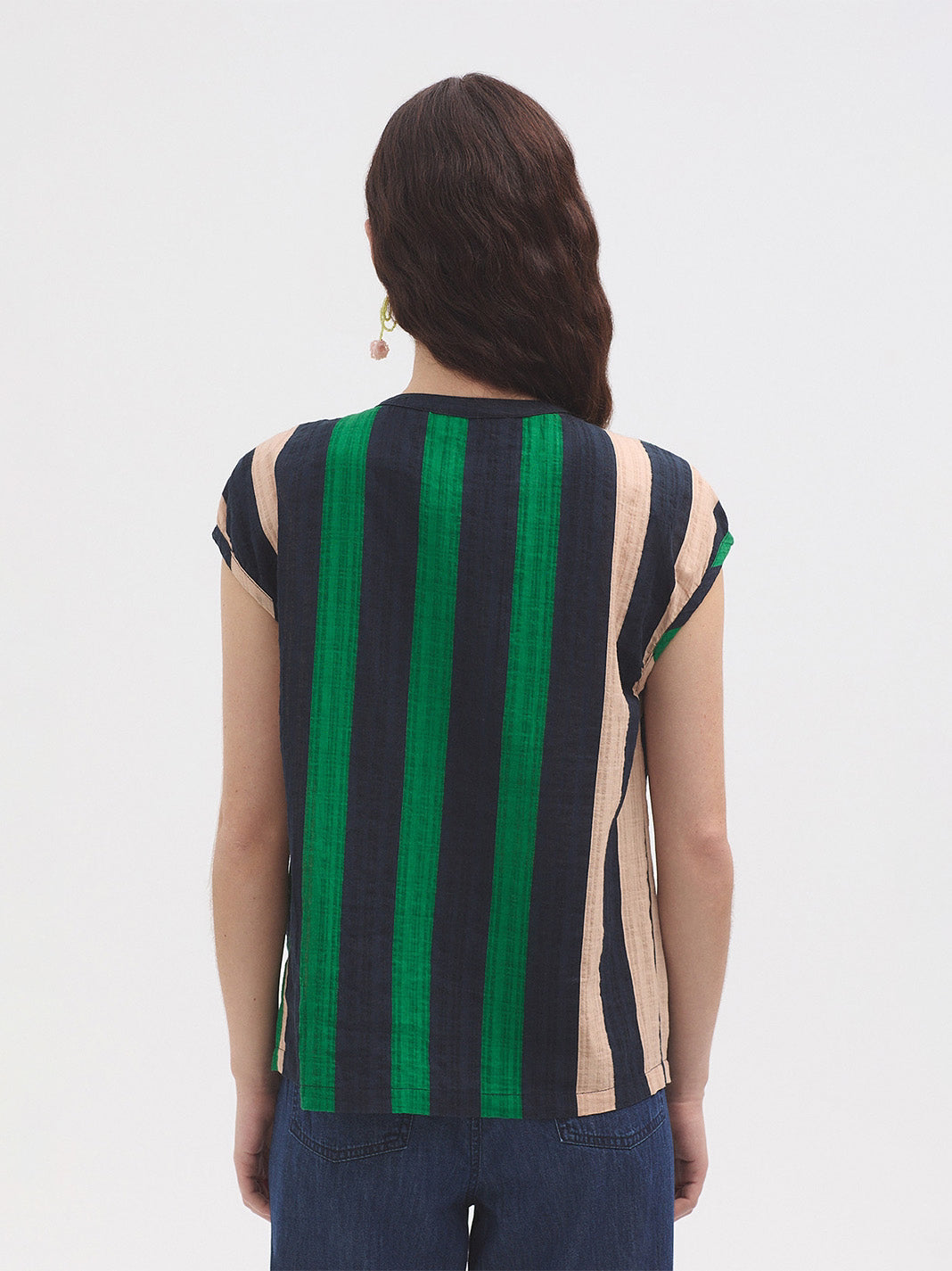 Multistripe Mandarin shirt