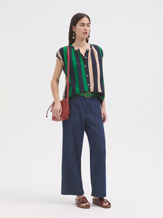 Multistripe Mandarin shirt