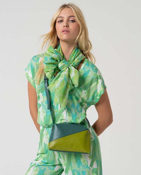 Bicolor shoulder bag green