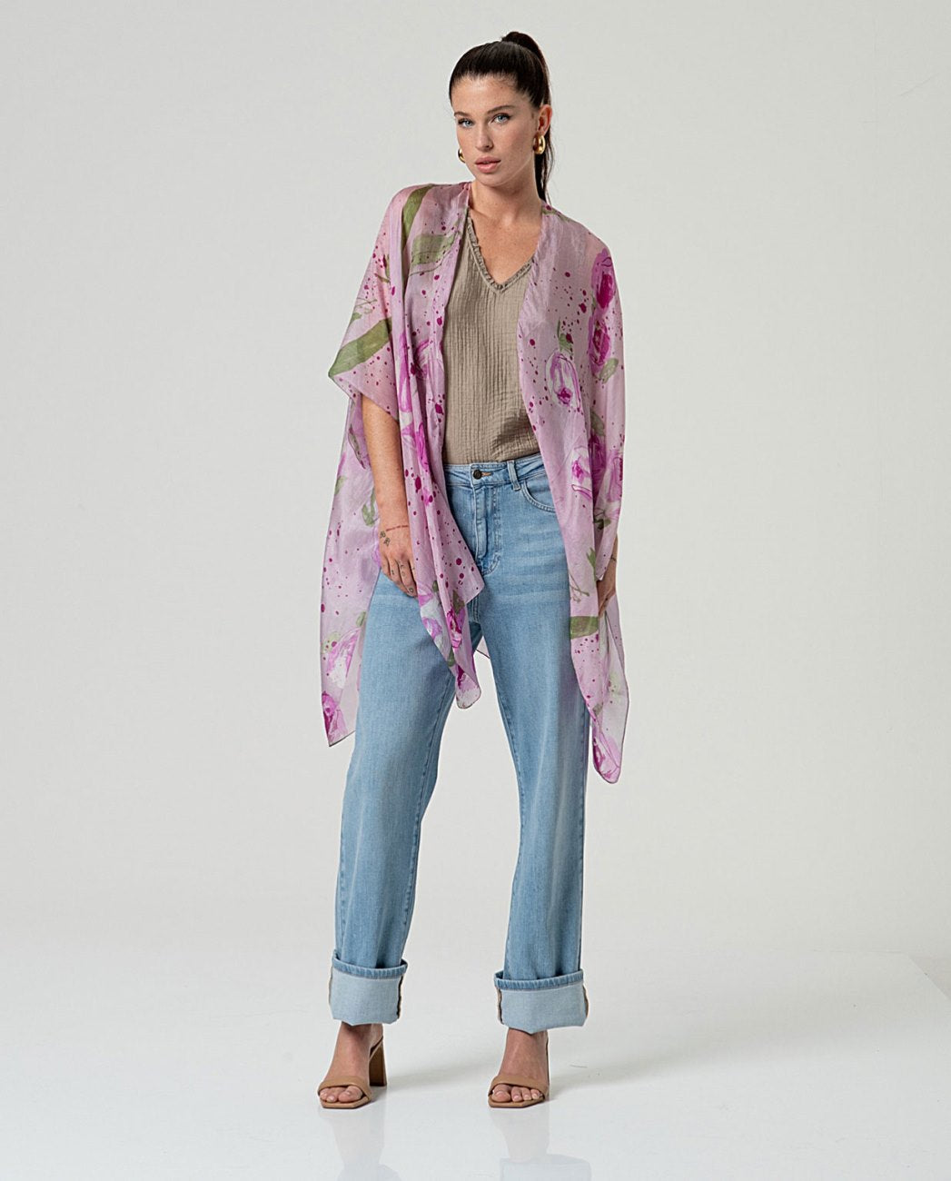 Open silk kimono Lilac