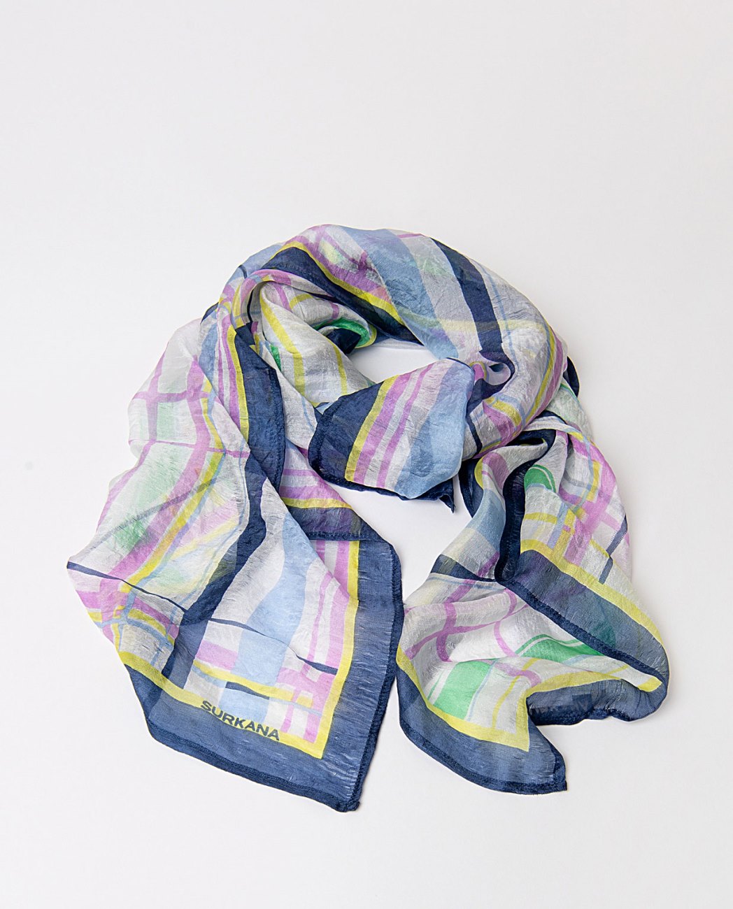 Square silk scarf blue