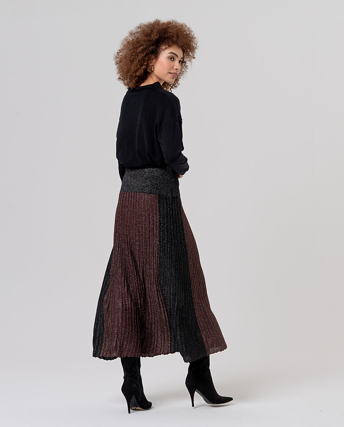Skirt pleated lurex Black