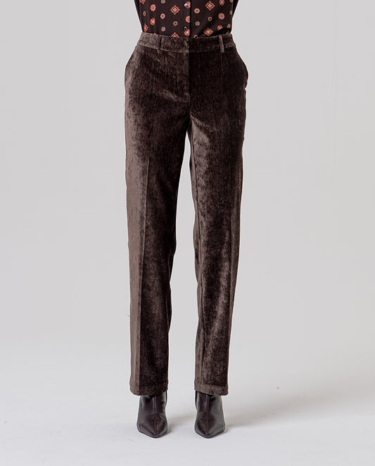 Straight velvet pants Chocolate