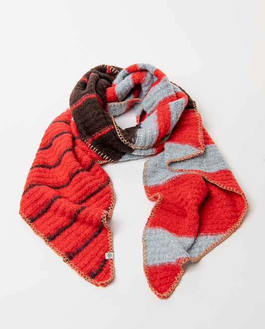 Stripped knit scarf Maroon