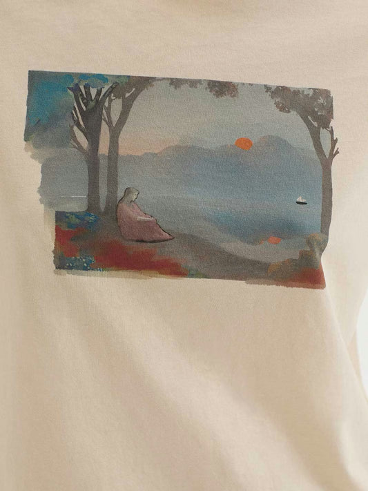 Landscape Penelope print T-shirt Ecru