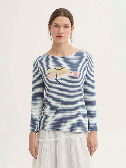 Striped Fish print T-shirt