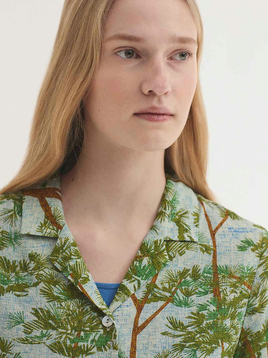 Pine Trees print shirt Ecru