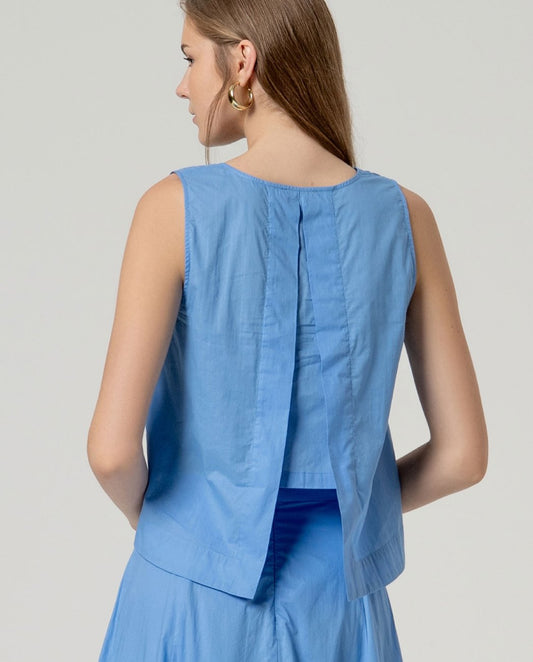 Round Neck Top Dusty Blue