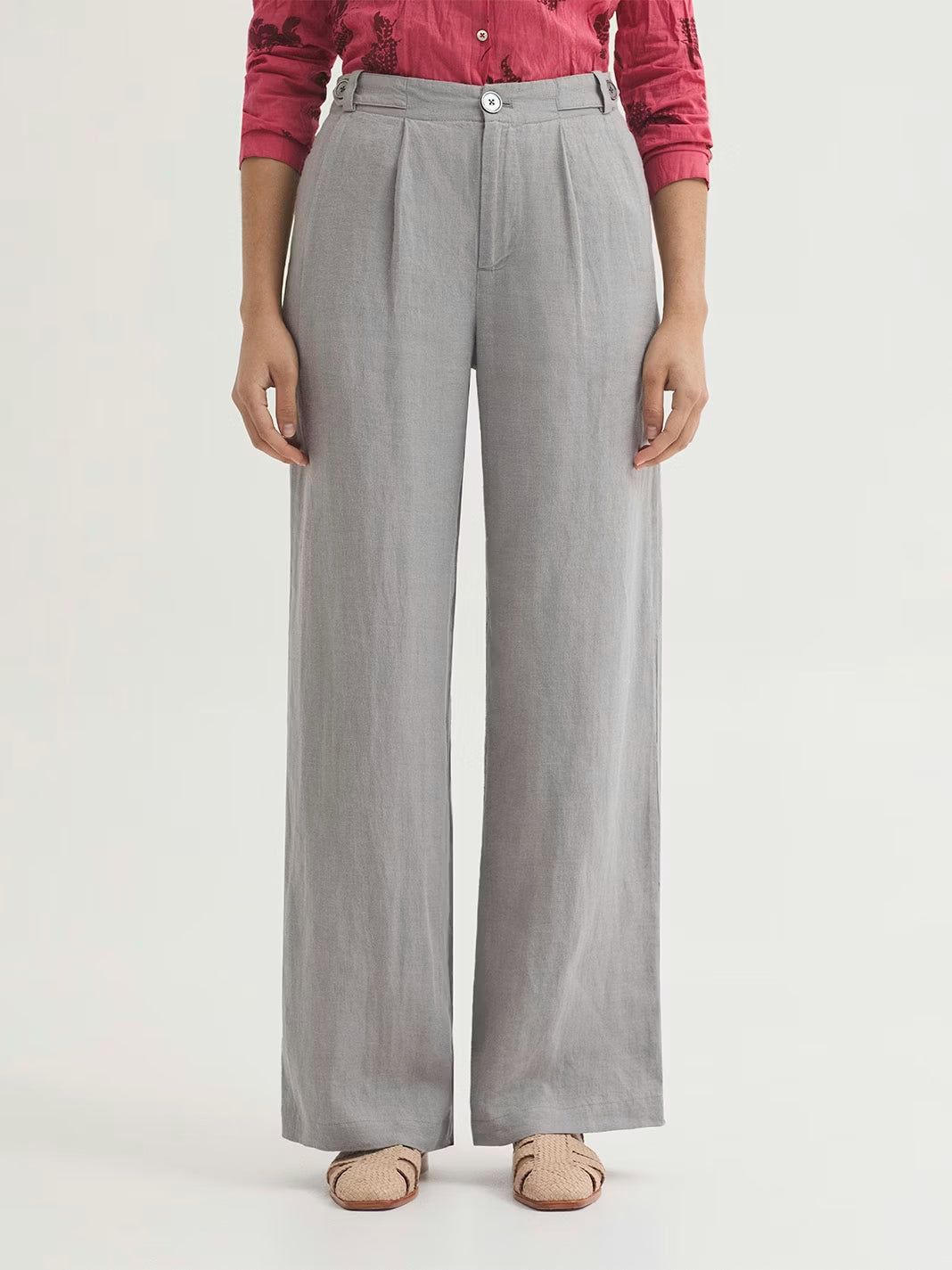 Linen darted trousers Light Grey