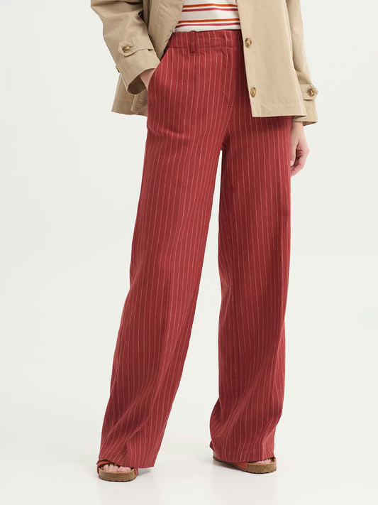Pinstripe trousers Intense Terracotta