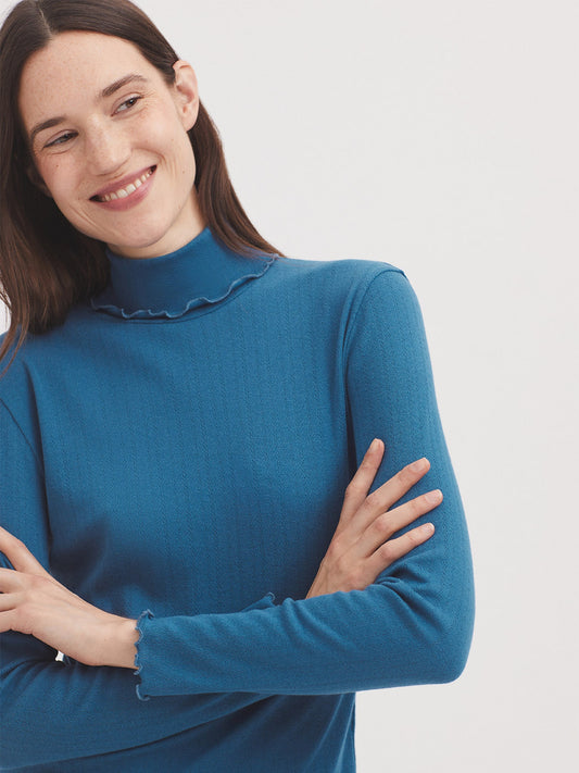 Pointelle turtleneck top
