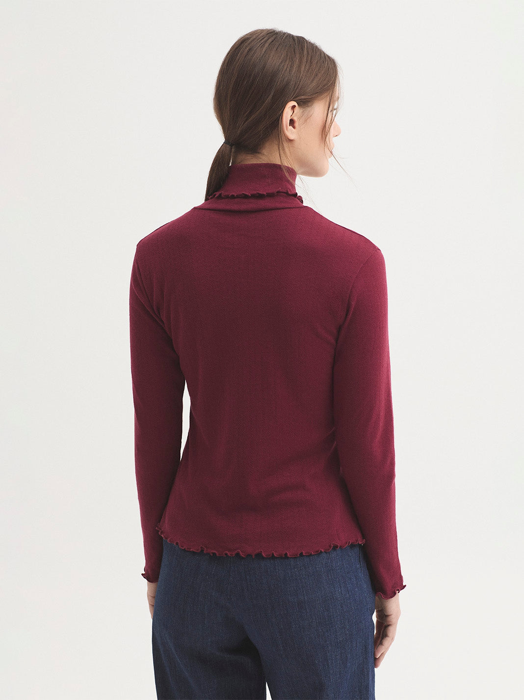 Pointelle turtleneck top Bordeaux