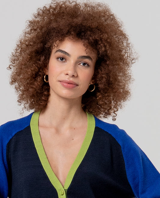 V-neck cardigan Blue