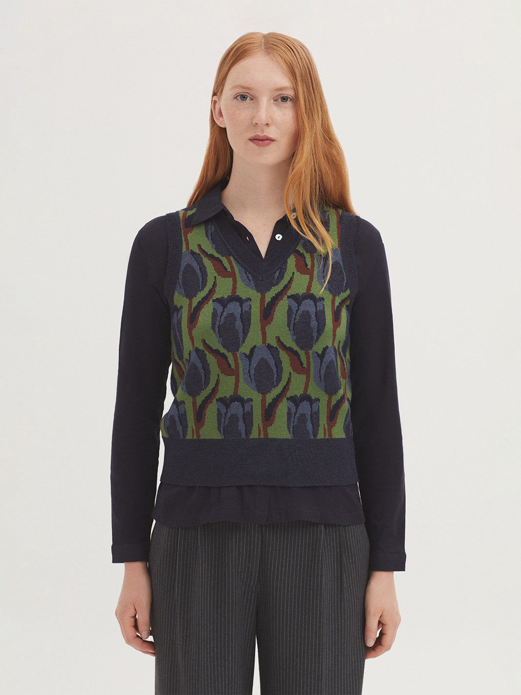 Knit jacquard "tulips print"vest