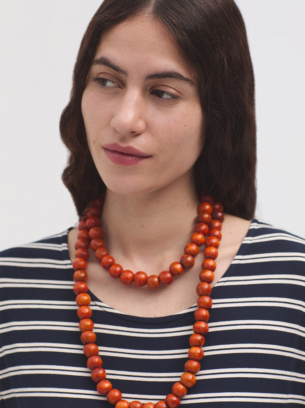 Wooden bead necklace orange