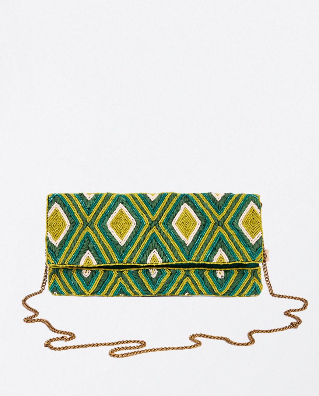 Beaded and raffia clutch