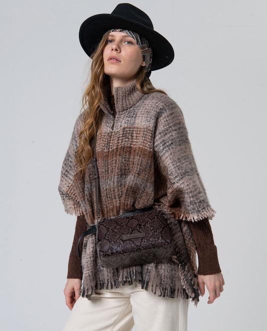 Plaid poncho Grey