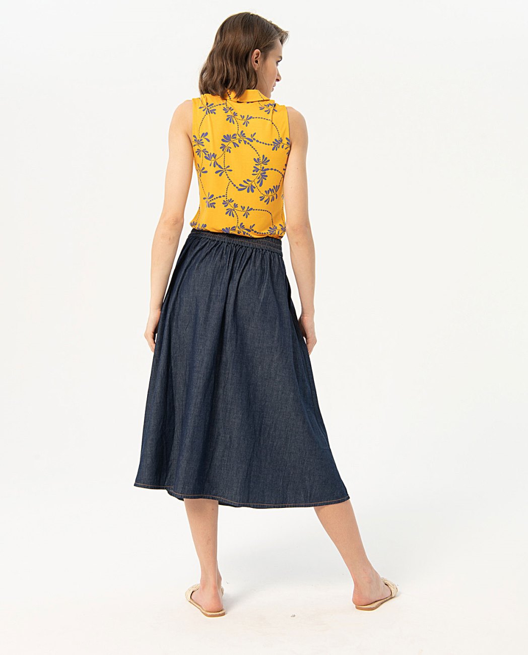 Denim midi skirt