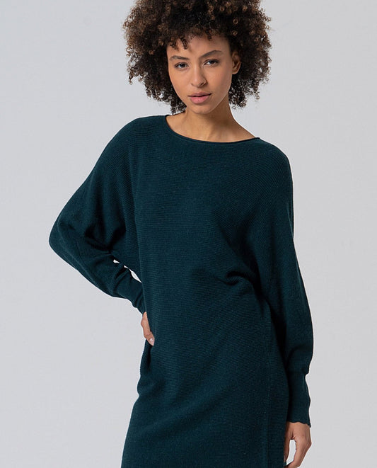 Green knit short dress