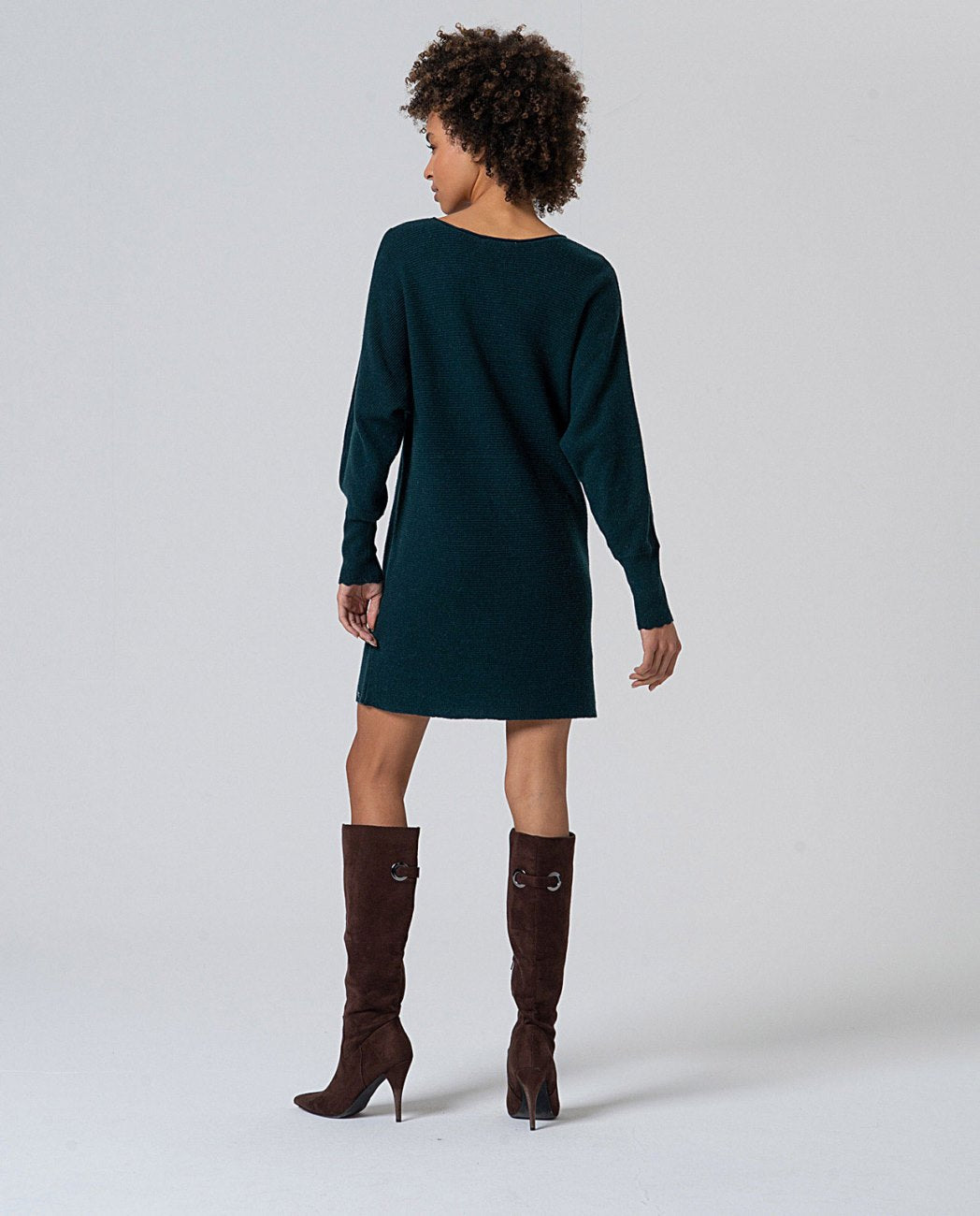 Green knit short dress