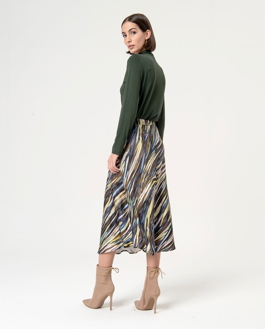 Midi flounced skirt