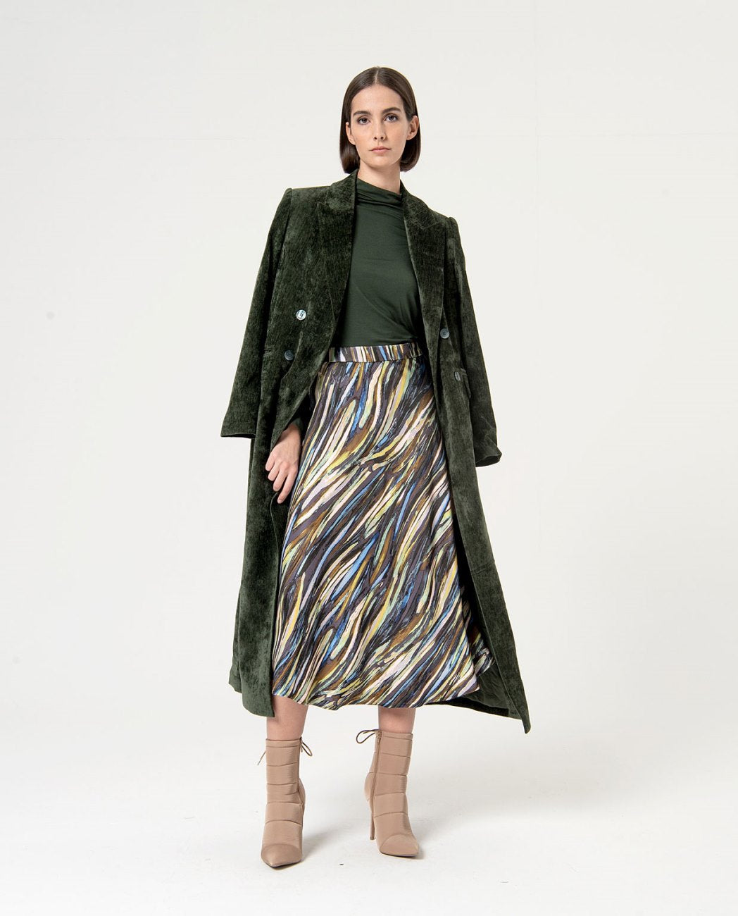 Midi flounced skirt