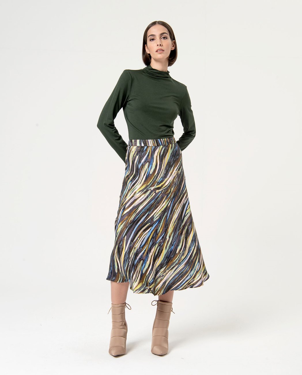 Midi flounced skirt