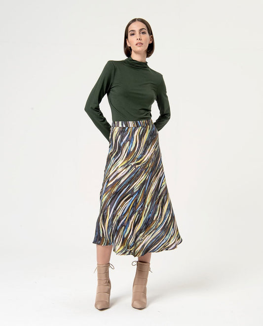 Midi flounced skirt