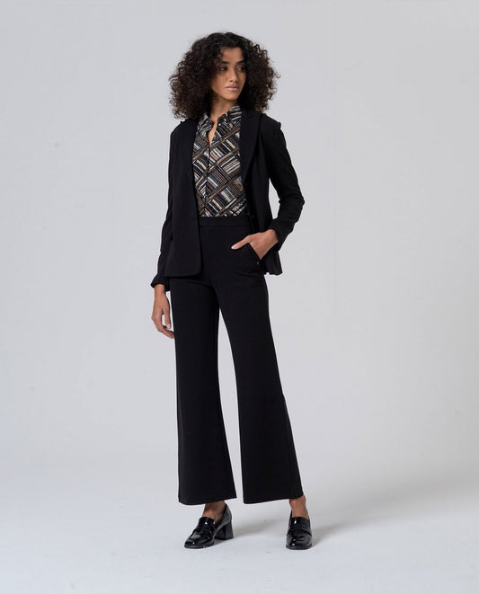 Straight pants with waistband detailing Black