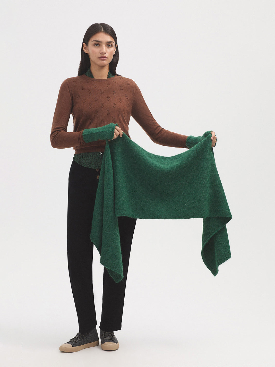 Plain dark green scarf