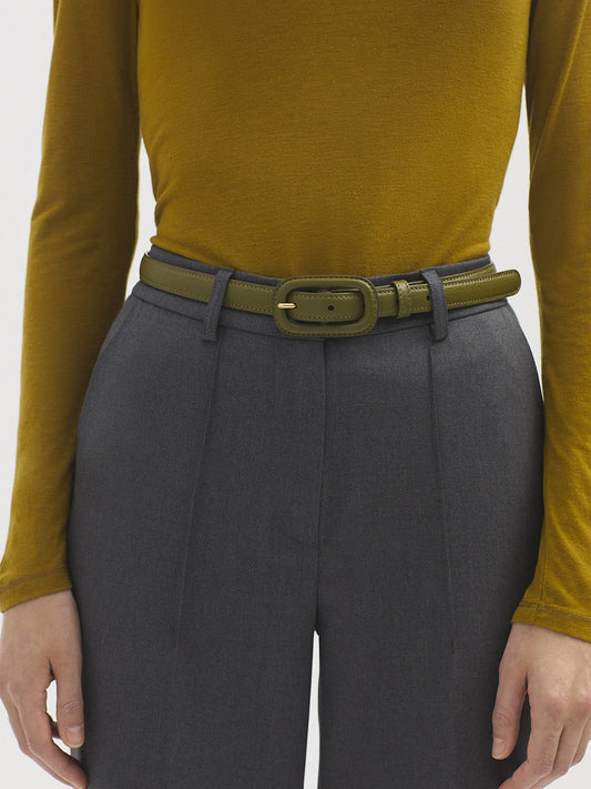 Leather belt with buckle