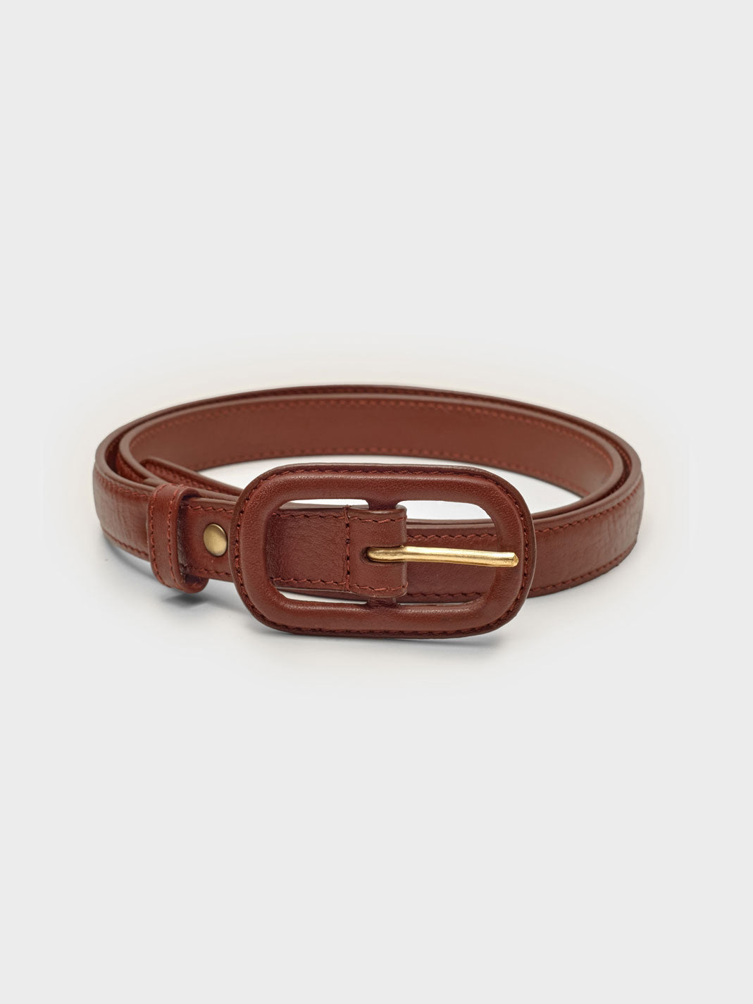 Leather belt with buckle