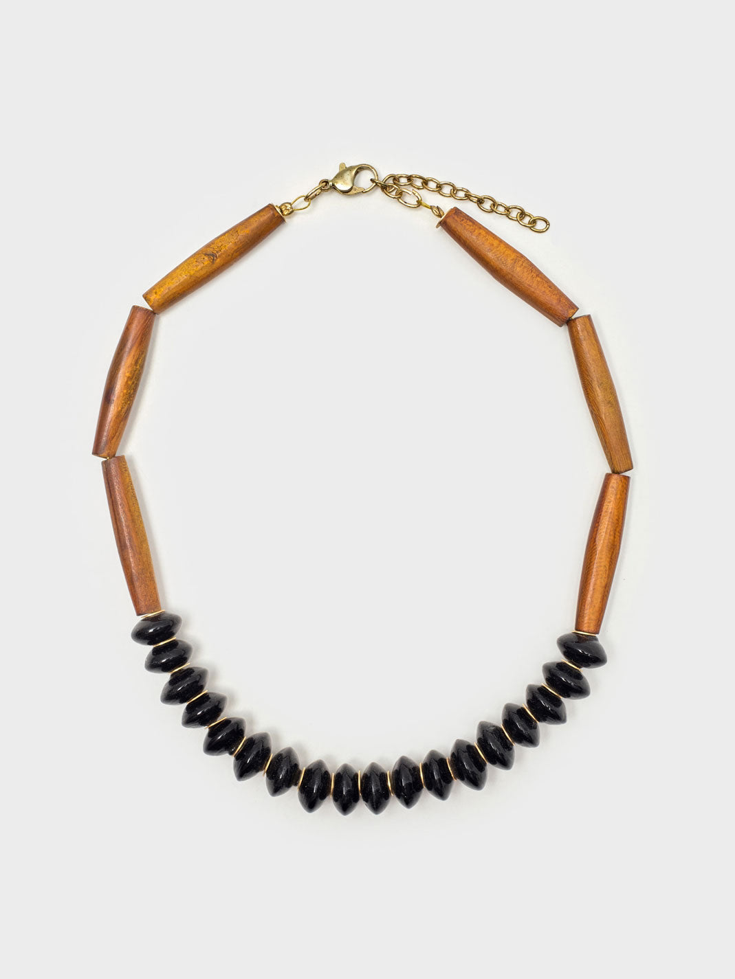 Glass and wood necklace