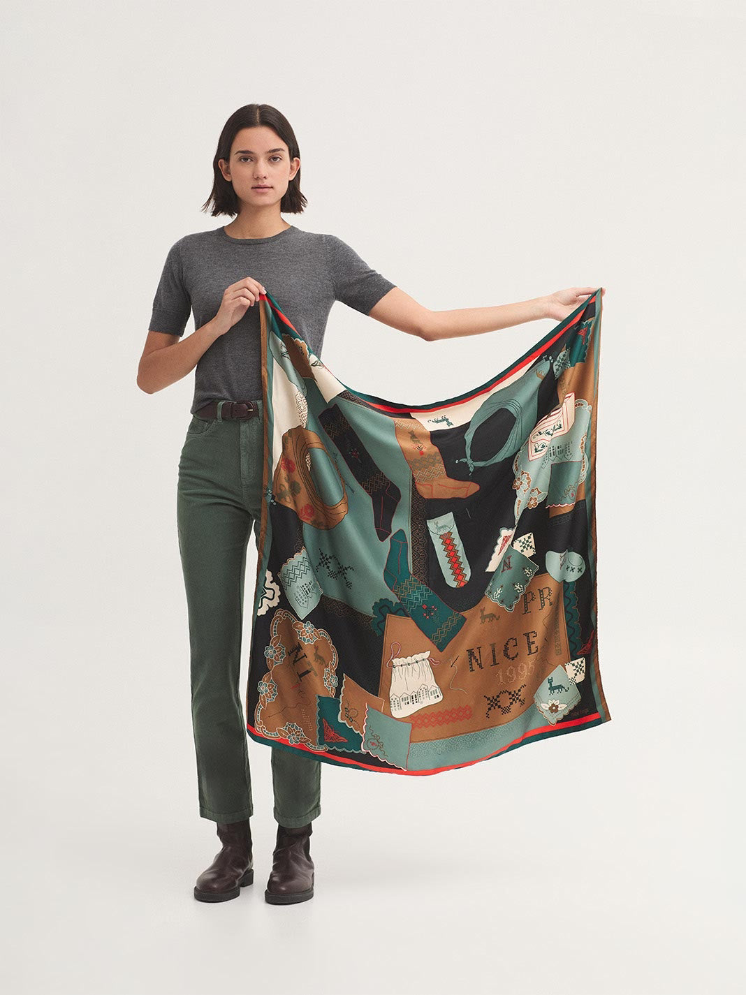 Cross Stitch satin scarf