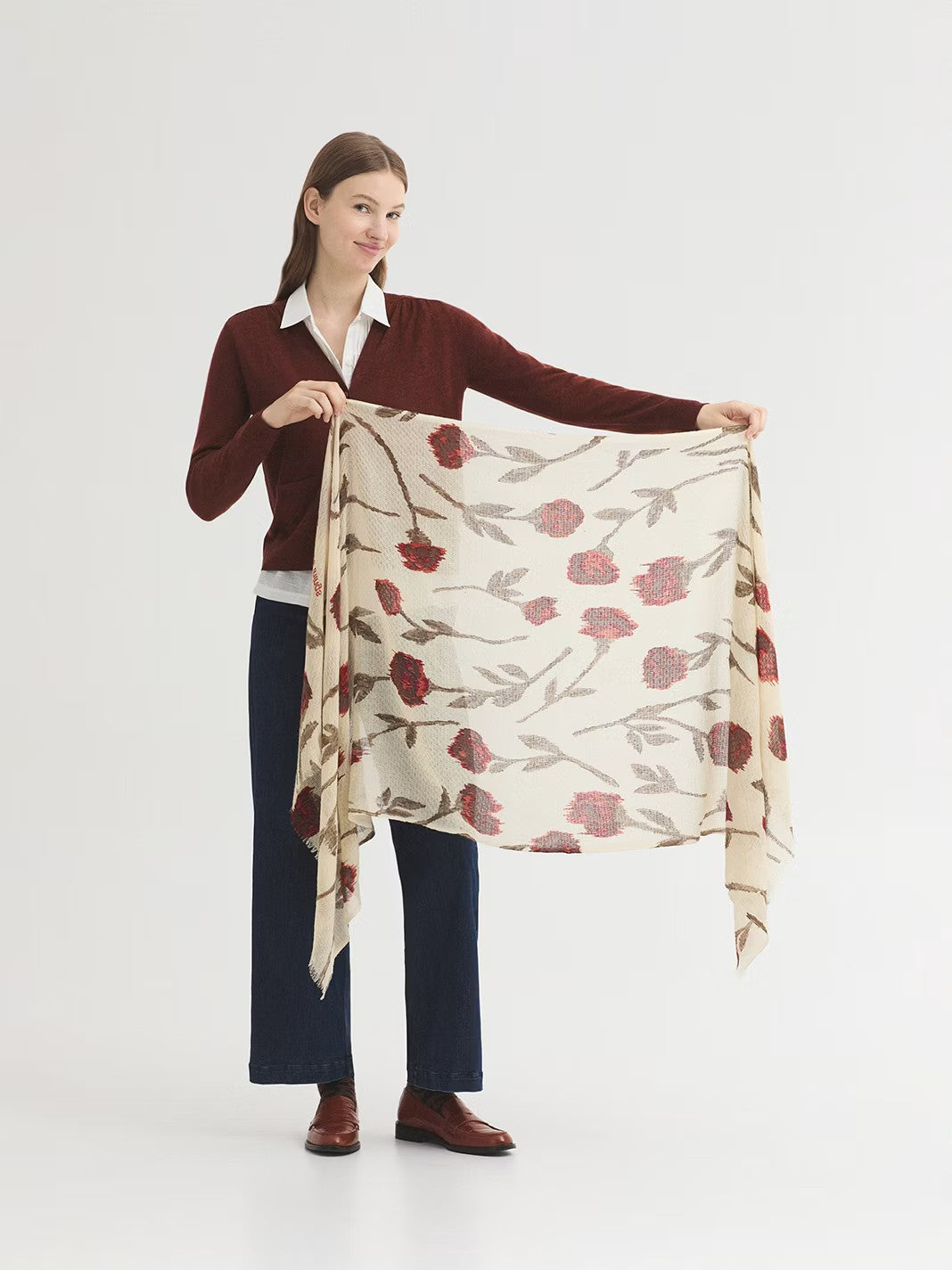 Blurred Flowers foulard Ecru