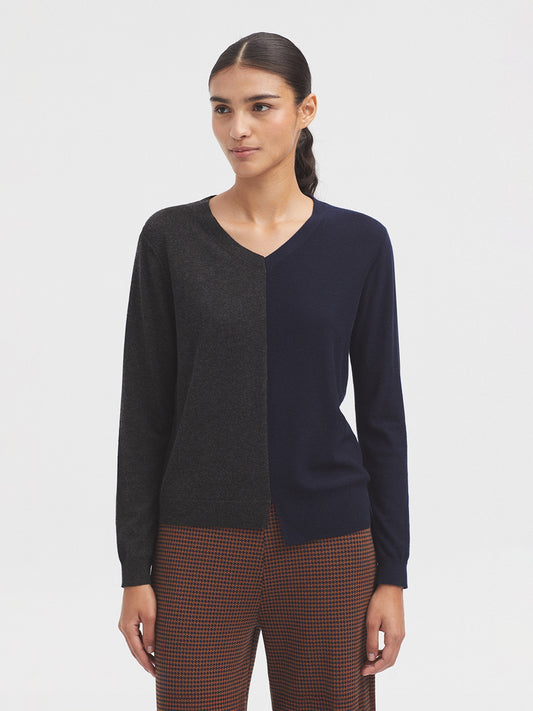 Two tone wool jumper
